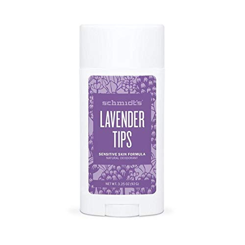 Schmidt's Natural Deodorant for Sensitive Skin - Lavender Tips, 3.25 ounces. Stick for Women and Men