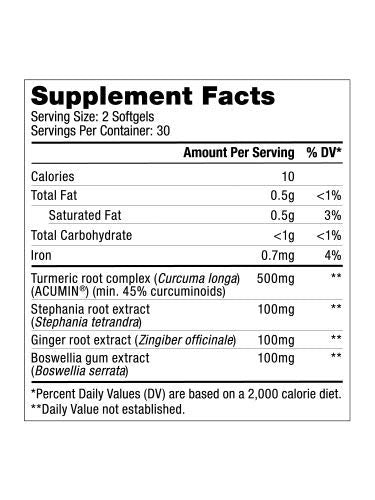 Bulletproof Curcumin Max, Bioavailable Natural Turmeric Complex, Ginger, Boswellia, Stephania, Enhanced Absorption Brain Octane MCT Softgels (60 Softgels)